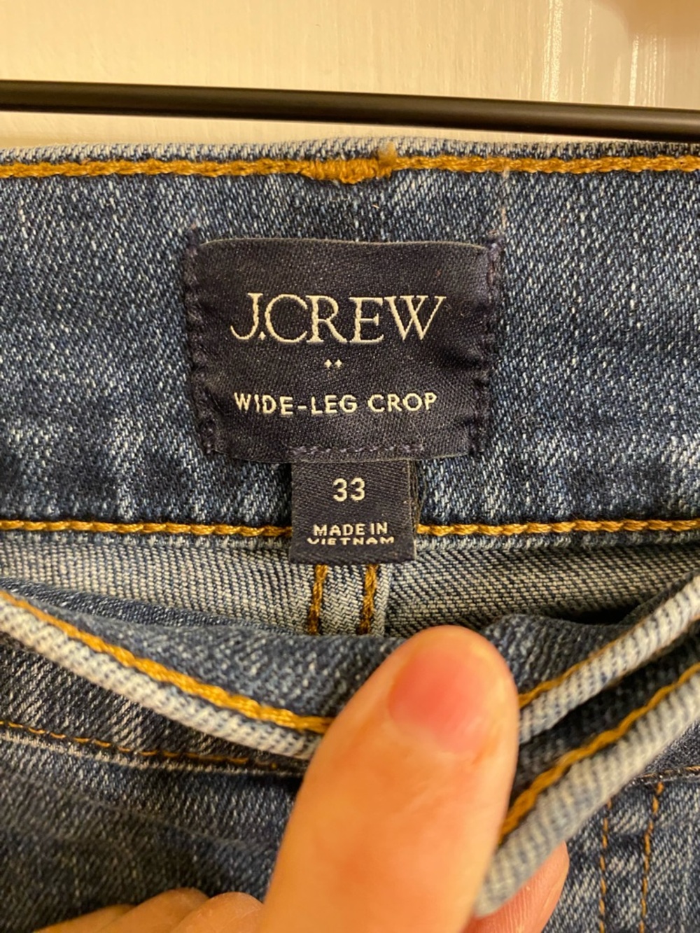 J. CREW WIDE LEG CROP JEAN GOLD FLOWER BUTTON FRONT HIGH WAIST SIZE 33 SLIMMING - Picture 3 of 14